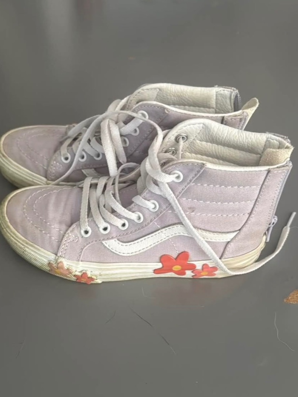 Girls Hightop Purple Vans with Flowers